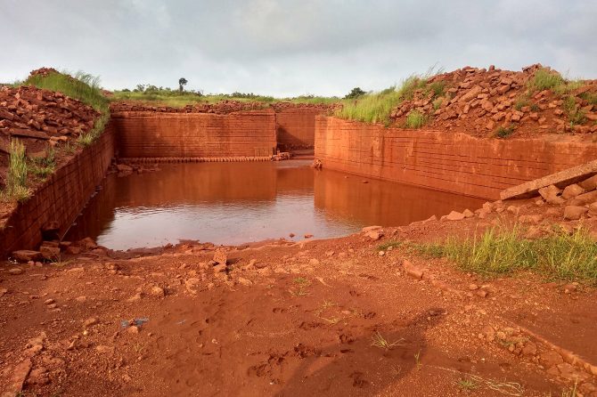 A quarry site in the laterite hill
