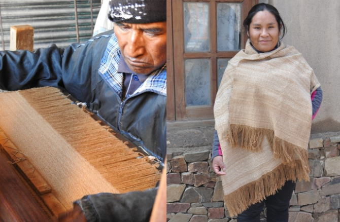 Dehairing vicuña fibre, spinning, weaving and finished shawl