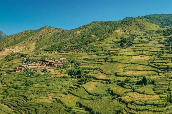 The landscape of Youmi Village, Yunnan