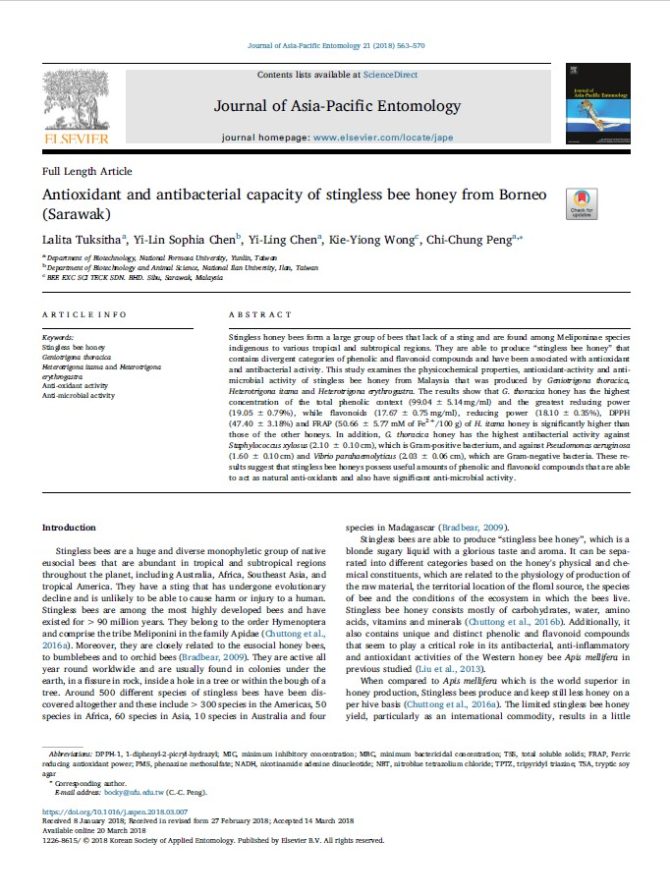 Antioxidant and antibacterial capacity of stingless bee honey from Borneo (Sarawak)