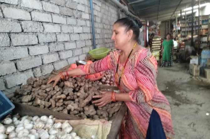 Local market to sell locally produced vegetables and spices (ginger and garlics)
