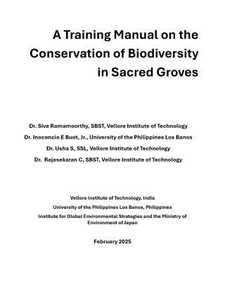 A Training Manual on the Conservation of Biodiversity in Sacred Groves