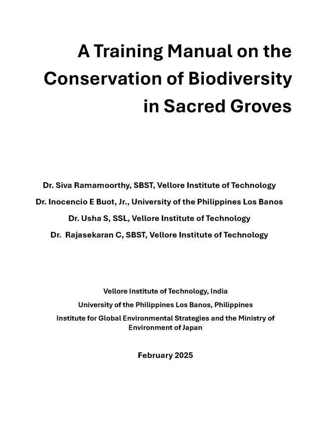 A Training Manual on the Conservation of Biodiversity in Sacred Groves